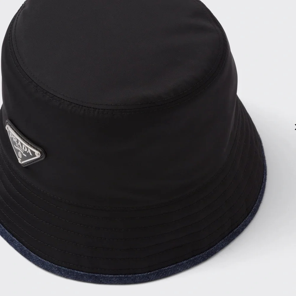 MSRP $795! Double-Sided Authentic Prada Re-Nylon & Denim Bucket Hat Size Medium - Picture 7 of 14